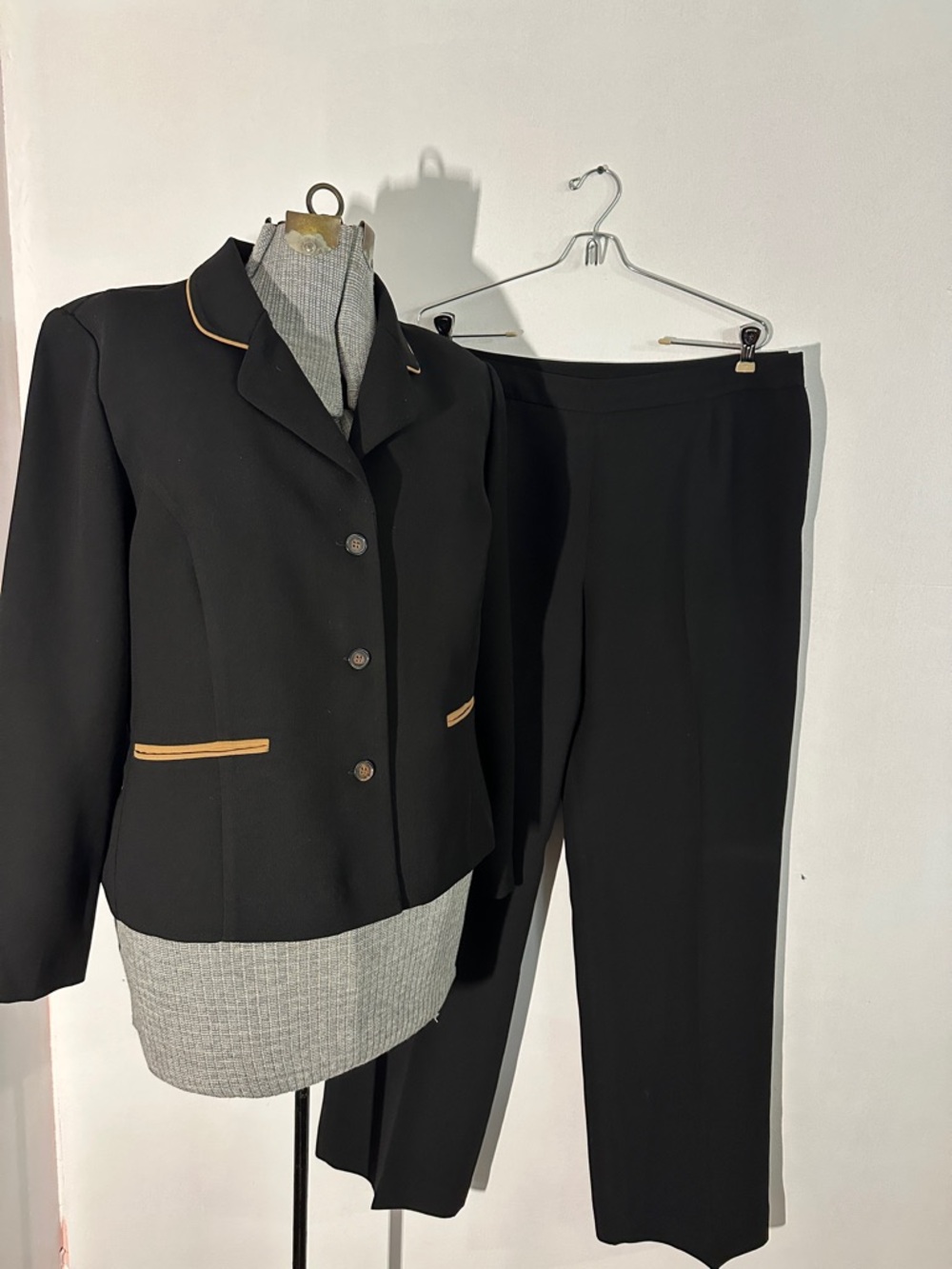 Studio I Black Jacket with Camel Trim Detail